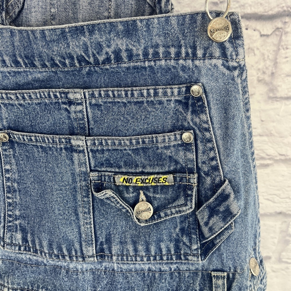 Vintage 90s No Excuses Denim Indie Streetwear Thrashed Overalls Size M READ - Picture 5 of 16